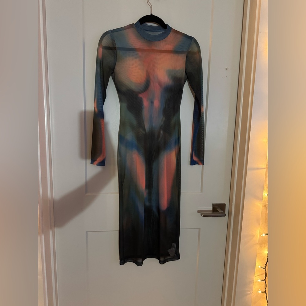 Callie's Infer-Red Sheer Body Dress - Picture 4 of 7